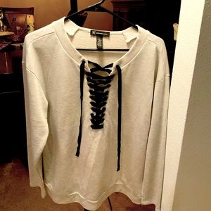 I.N.C. Unique pullover, velvet lace up, rayon blend. Size XL